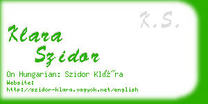 klara szidor business card